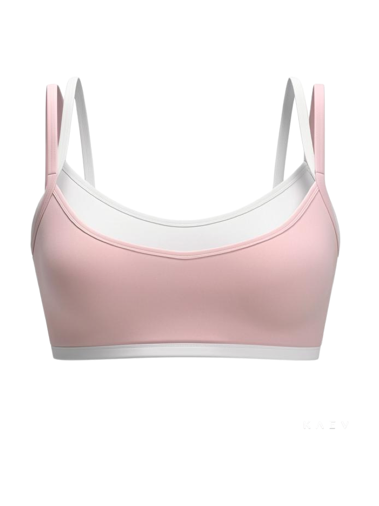 KAEV layered bra top in pink and white